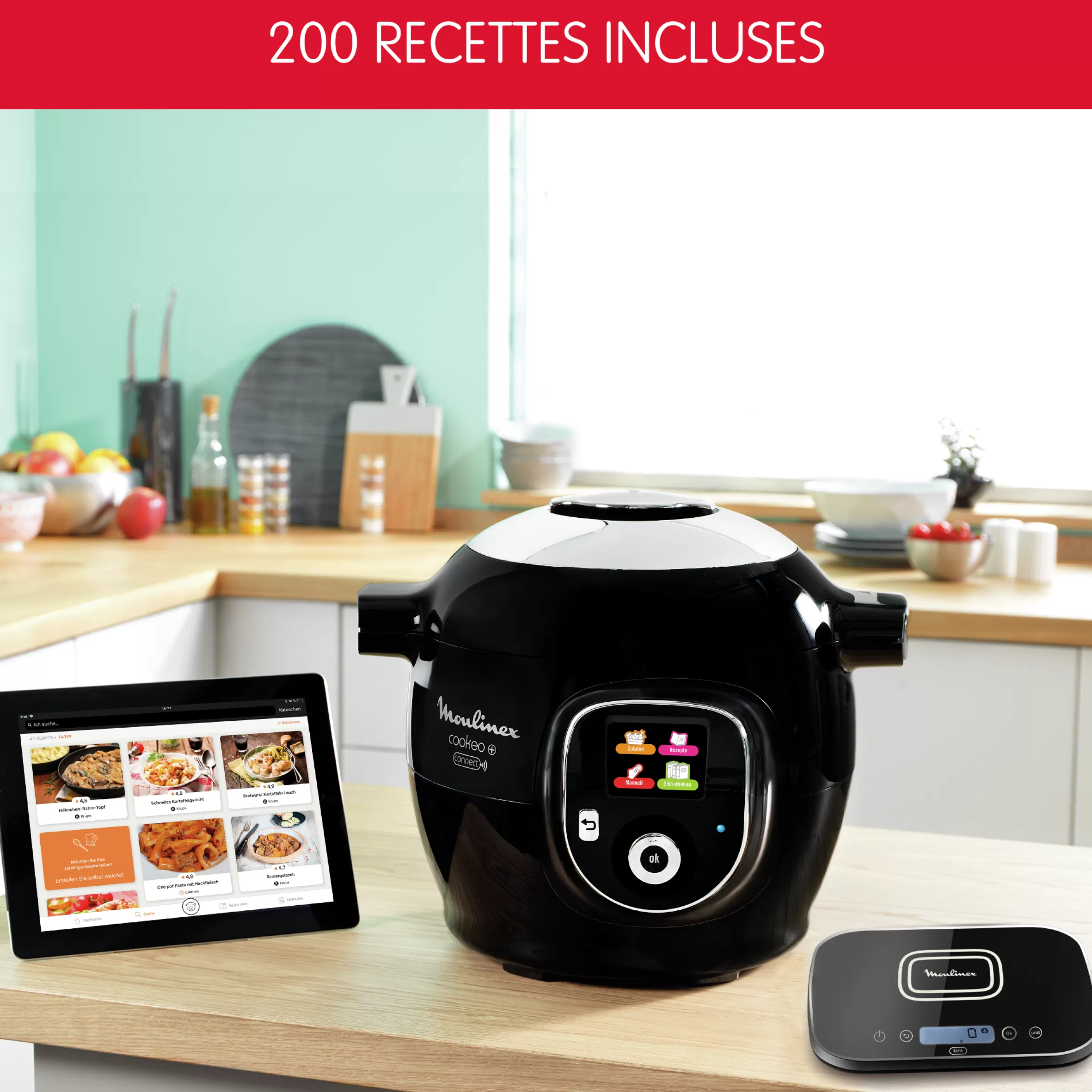 Moulinex Cookeo<Cookeo + Connect, Connected Multicooker, 6L (2/6 personen), Keukenweegschaal