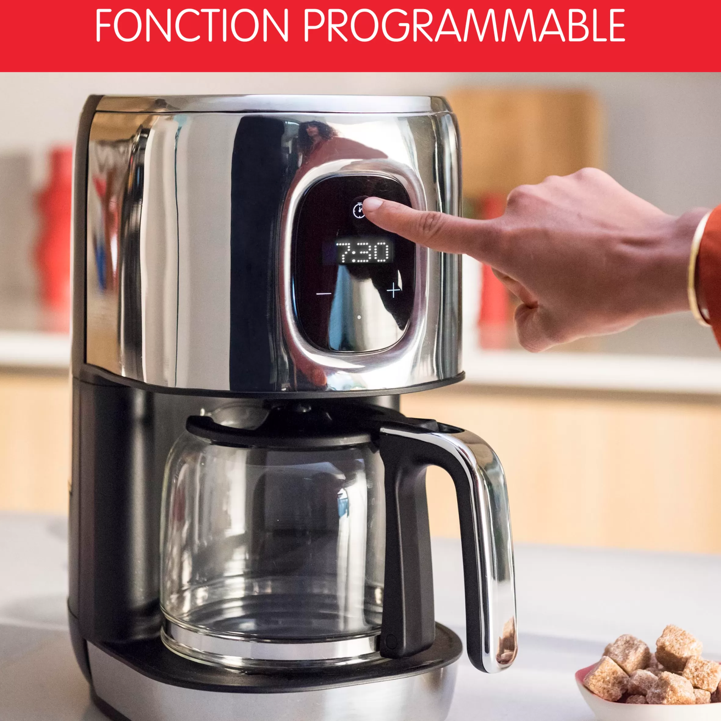Moulinex Koffiezetapparaten< Majestuo roestvrijstalen programmeerbaar filterkoffiezetapparaat touchscreen