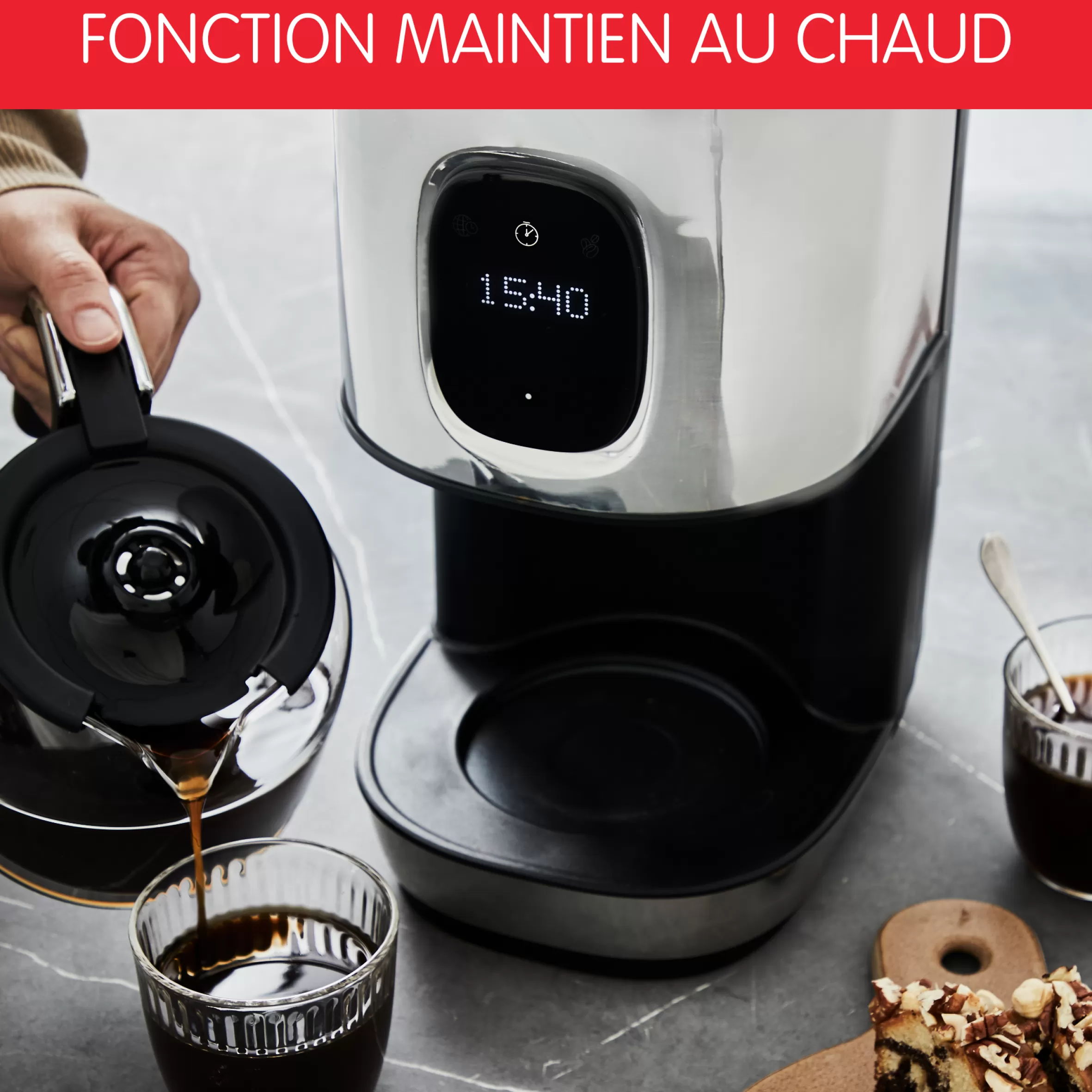 Moulinex Koffiezetapparaten< Majestuo roestvrijstalen programmeerbaar filterkoffiezetapparaat touchscreen